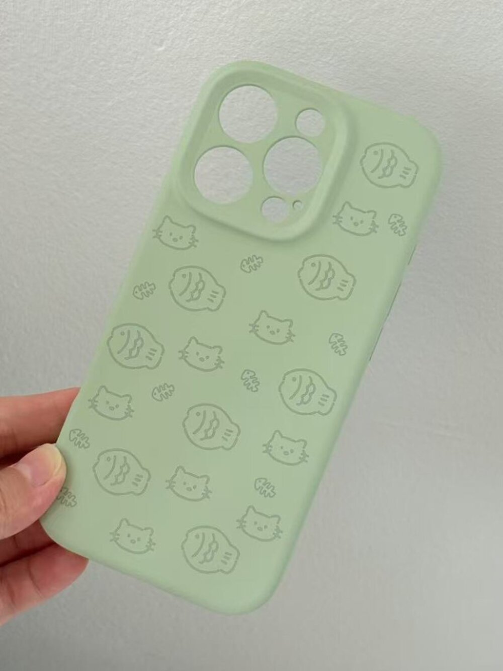 Fish Sage Cute Cat  Green Silicone Case
